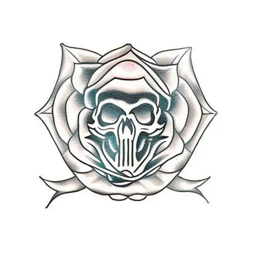 rat skull rose tattoo design idea