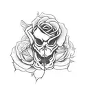 rat skull rose tattoo design idea