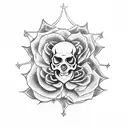 rat skull rose tattoo design idea