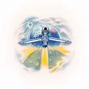 astronaut floating in space tattoo design idea