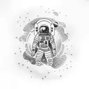 astronaut floating in space tattoo design idea