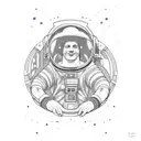 astronaut floating in space tattoo design idea