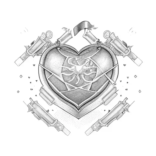 grenade heart tattoo design idea