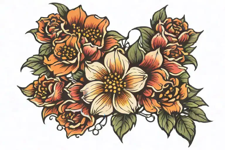 birthday month flowers  tattoo design idea