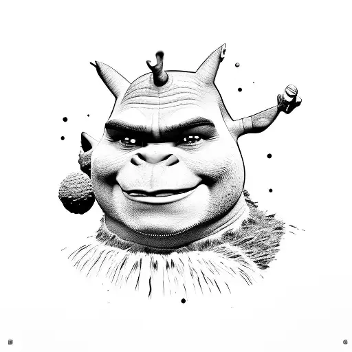 Shrek head simple slightly smiling  tattoo design idea