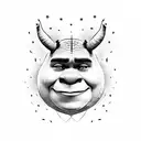 Shrek head simple slightly smiling  tattoo design idea