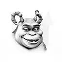 Shrek head simple slightly smiling  tattoo design idea