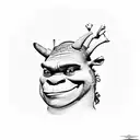 Shrek head simple slightly smiling  tattoo design idea