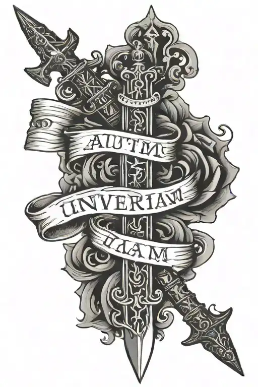 Aut inveniam viam aut faciam written on the sword tattoo design idea