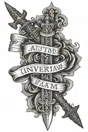 Aut inveniam viam aut faciam written on the sword tattoo design idea