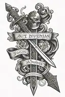 Aut inveniam viam aut faciam written on the sword tattoo design idea