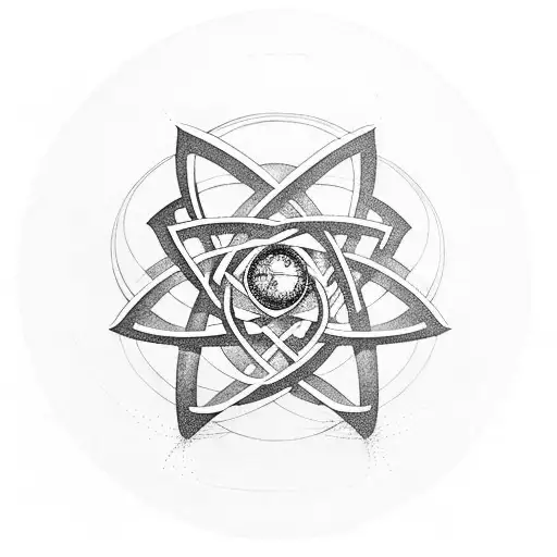 Atom with an Escher look, and the phrases "Ad maorem dei gloriam", "Per aspera ad Astra", and "Quot erat demonstrandum"  tattoo design idea