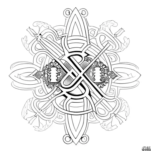  a drawing of a rosary. Inside the rosary beads the initials R & R.   tattoo design idea