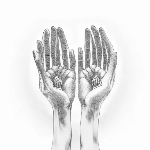 praying hands with verse Matthew 5:9 tattoo design idea