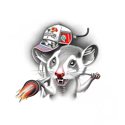 possum riding missle like a cowboy tattoo design idea