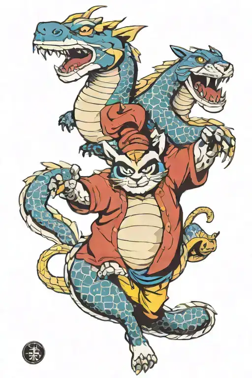 Tai Lung Character kung fu panda and gyarados pokemon irezumi tattoo design idea