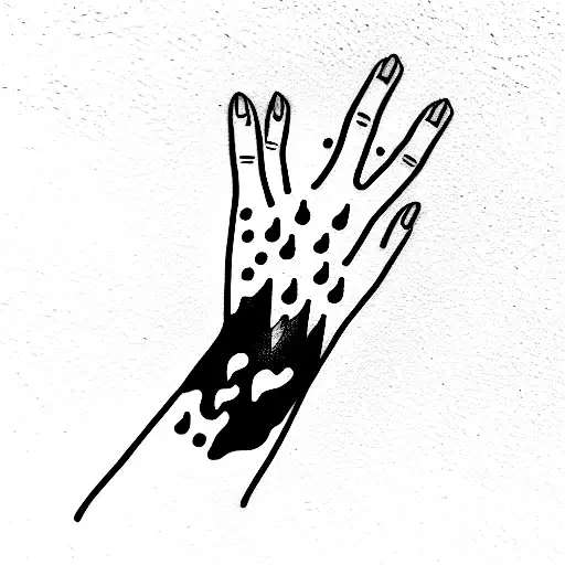 mini Shnauzer head lying with paw in human hand tattoo design idea