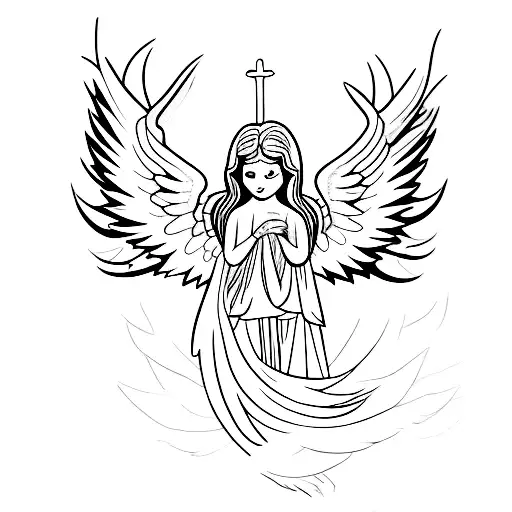Angel and Demon with wings for elbow tattoo tattoo design idea