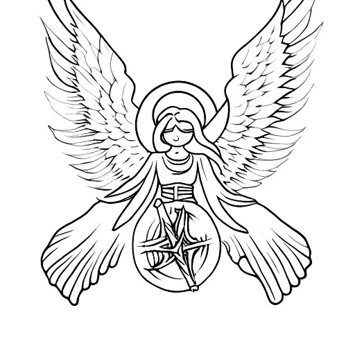 Angel and Demon with wings tattoo design idea