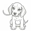a beagle puppy chewing a chinese toddler tattoo design idea