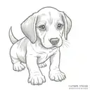 a beagle puppy chewing a chinese toddler tattoo design idea