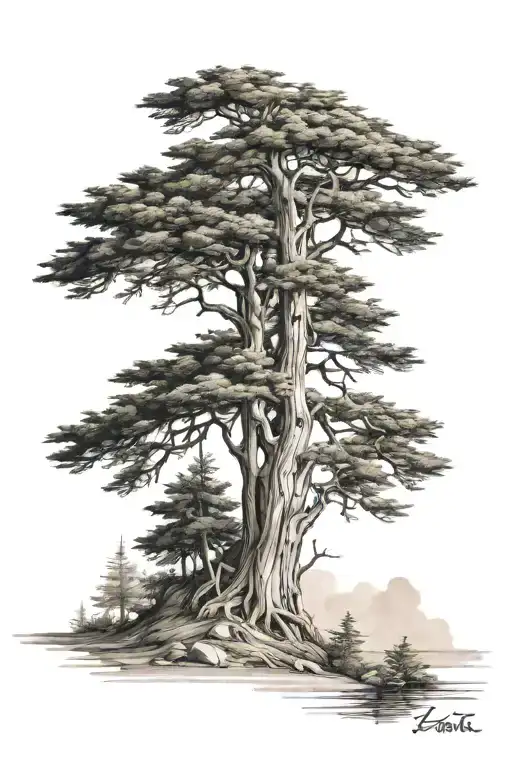 cypress tree tattoo design idea