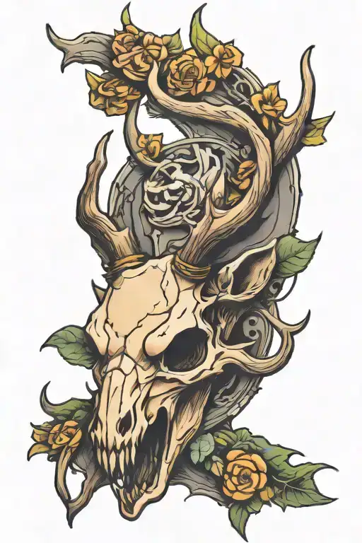 deer skull tattoo design idea