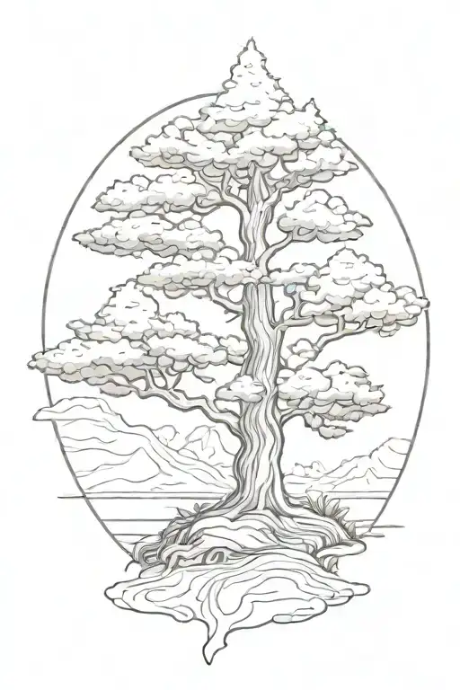 cypress tree tattoo design idea