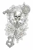 witchy skeleton key tattoo design idea
