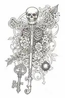 witchy skeleton key tattoo design idea