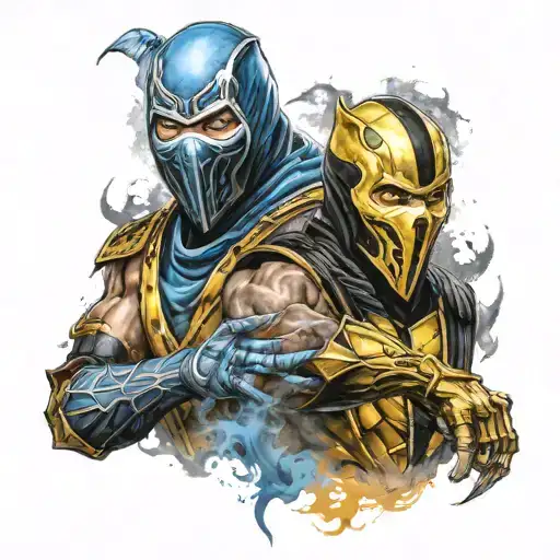 mortal kombat scorpion and subzero tattoo design idea