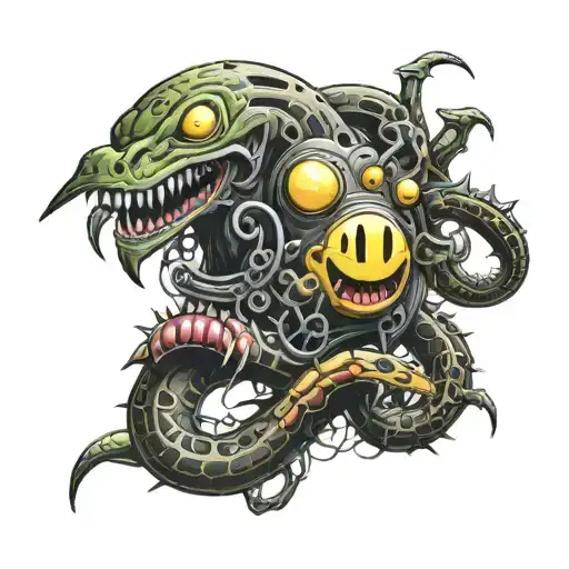 wild thornberrys, pac man, mortal kombat scorpions chain tattoo design idea