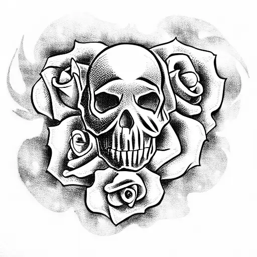 Skull and Roses tattoo design idea