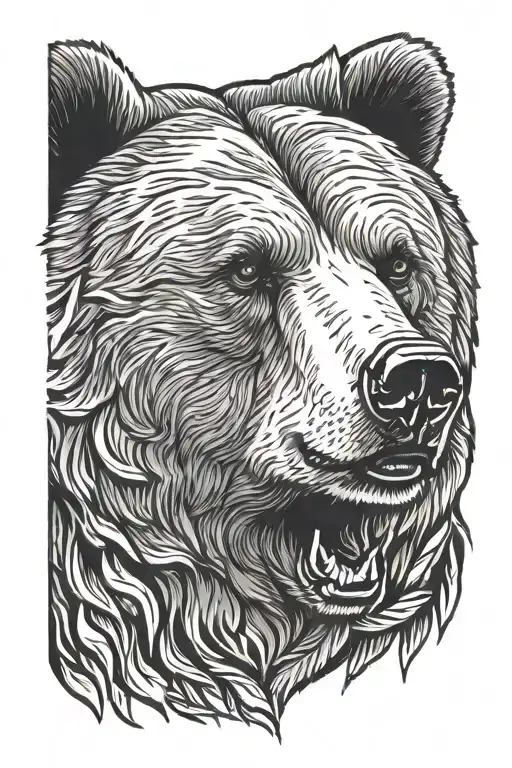 grizzly bear head tattoo design idea