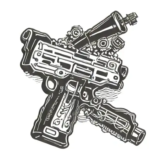 Ak47 and drug then MS13 font in the middle tattoo design idea