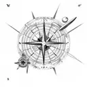 world with compass rose and aviation tattoo design idea