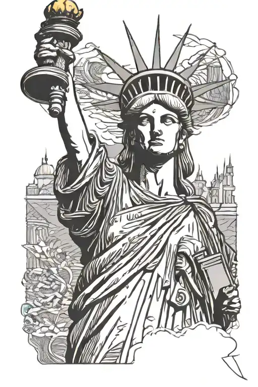 lady liberty statue tattoo design idea