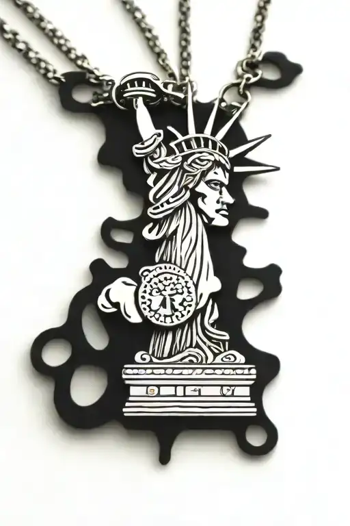 lady liberty dollar chain necklace tattoo design idea