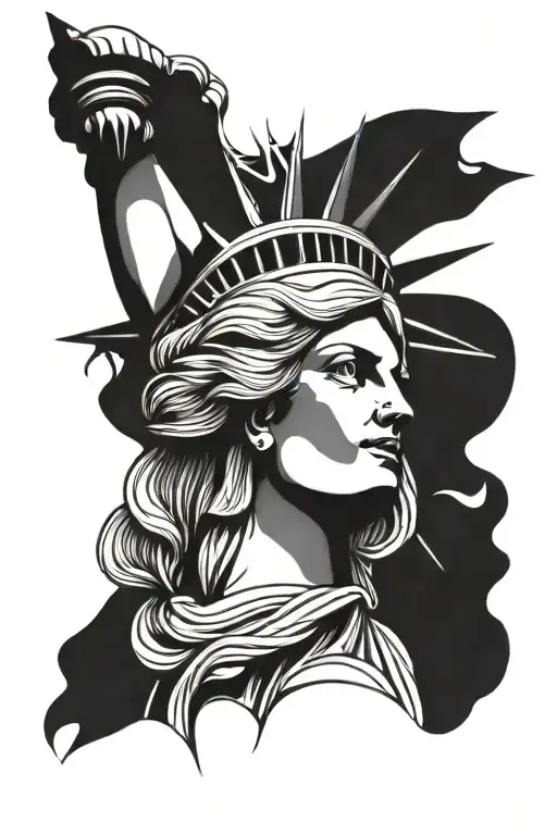 lady liberty holding tattoo design idea