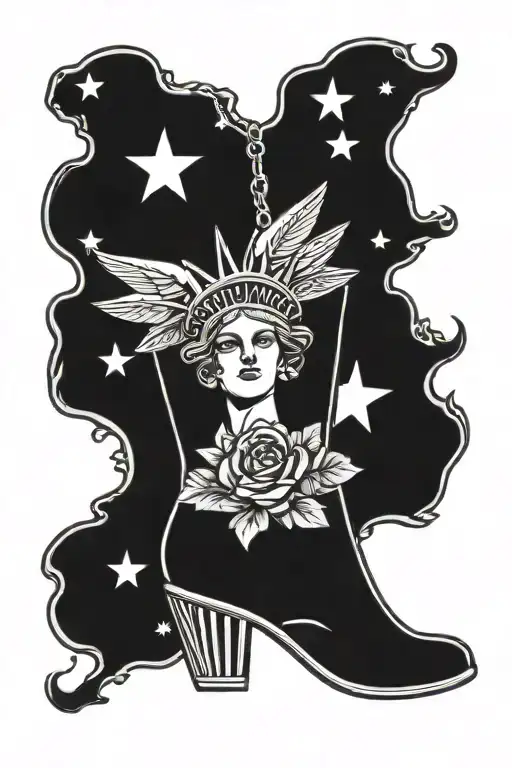 lady liberty dollar necklace  boots  tattoo design idea