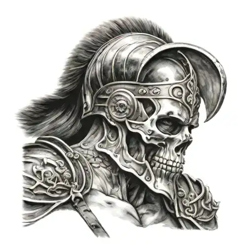 a gladiator with a skull tattoo design idea