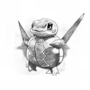 Squirtle with sunglasses  tattoo design idea
