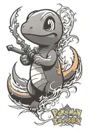 Charmander pokemon holding sword tattoo design idea
