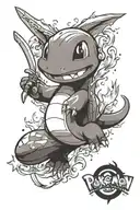 Charmander pokemon holding sword tattoo design idea