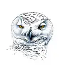 snowy owl and mountains tattoo design idea