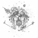 An elegant design featuring a cancer constellation and an aquarius constellation merging together with musical elements tattoo design idea