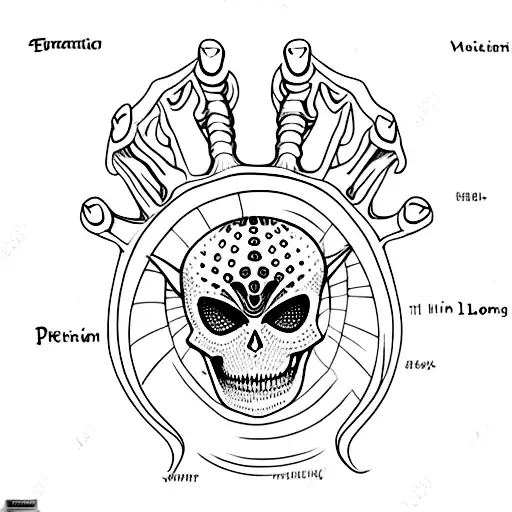 skeleton holding the eye of Sauron from lord of the rings between its thumb and pointer finger  tattoo design idea