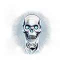 skeleton holding the eye of Sauron from lord of the rings between its thumb and pointer finger  tattoo design idea