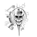 skeleton holding the eye of Sauron from lord of the rings between its thumb and pointer finger  tattoo design idea