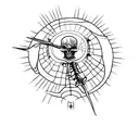 skeleton holding the eye of Sauron from lord of the rings between its thumb and pointer finger  tattoo design idea